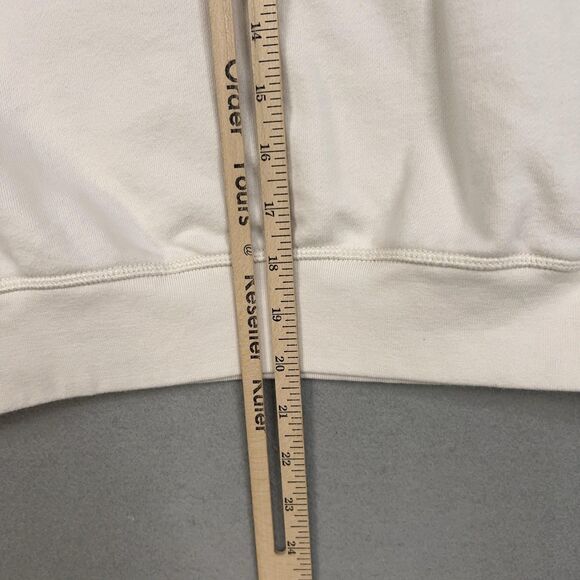 American Eagle Hoodie Womens 2XS White Pullover Fleece Kangaroo Pocket Spell Out - Picture 14 of 15